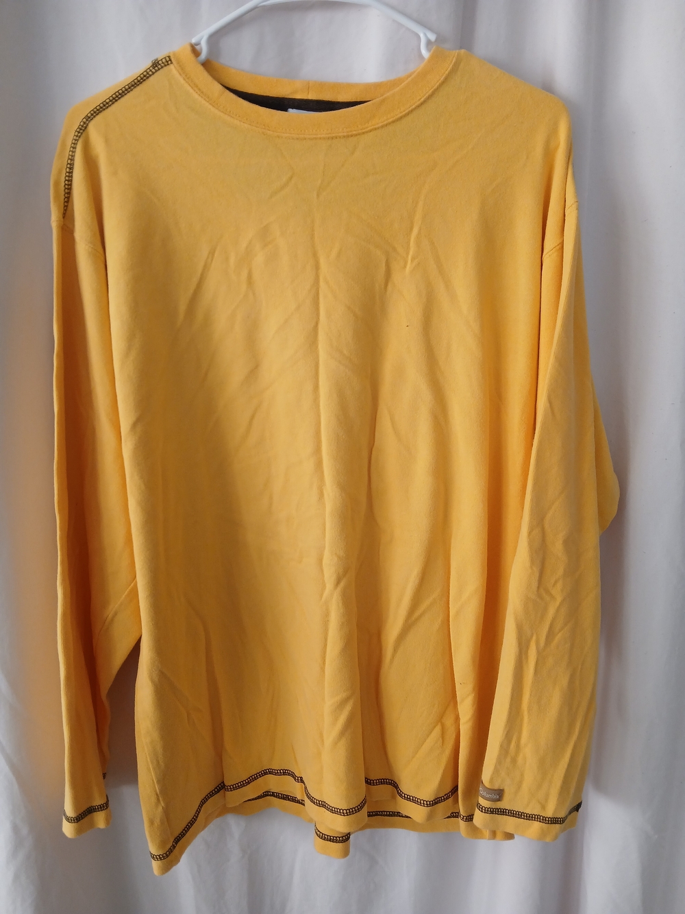 Columbia Men's Long Sleeve Crewneck Shirt - Yellow with Black Stitching